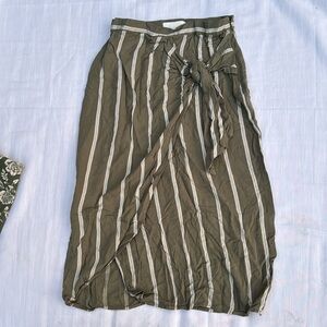 H&M Olive Green Striped Skirt
